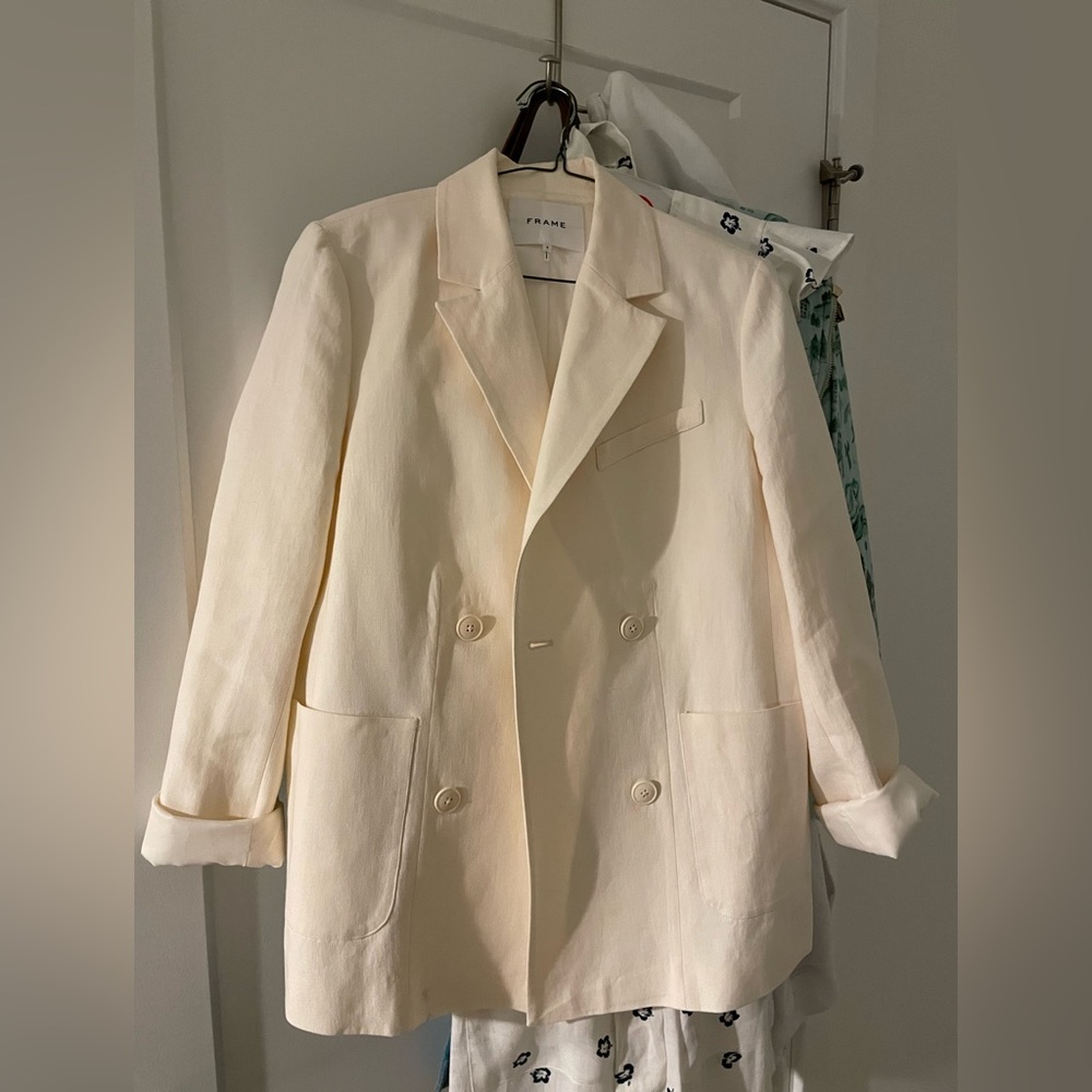 Frame cream linen blazer